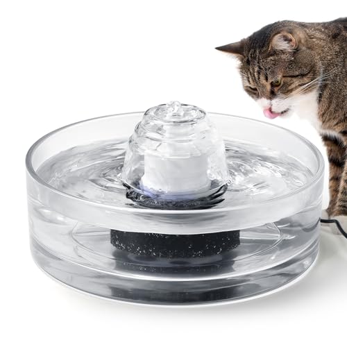 Transparent Glass Cat Water Fountain Cover (92 Fl Oz)