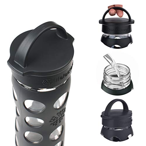 12-Ounce BPA-Free Glass Water Bottle with Classic Cap and Protective Silicone Sleeve, Coral