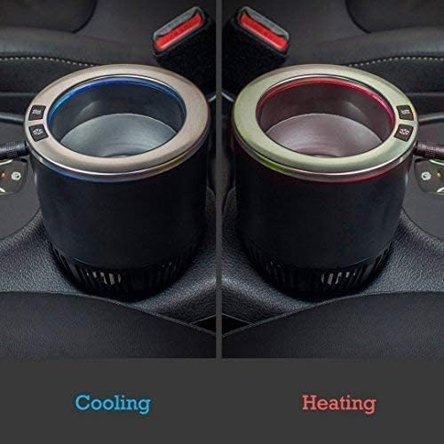 2-in-1 Car Cup Cooler Warmer Smart Temperature Control Travel Coffee Car Cup Holder, Smart Car Tumbler Holder Suitable for Coffee, Baby Bottles, Water, Tea, Drinks(Black and Silver)
