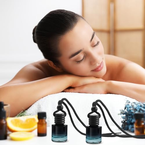 30 Pieces Hanging Car Diffuser Air Freshener Bottle Bulk Empty Glass Refillable Perfume Bottles Oil Diffuser Aromatherapy Pendant for Auto Interior Ornaments Decor (30 Count)