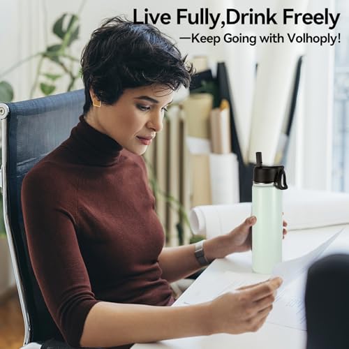 22 oz Insulated Water Bottles with Straw Lid