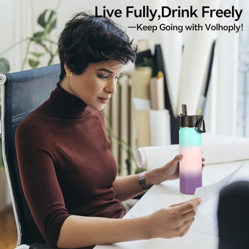 22 oz Insulated Water Bottles with Straw Lid