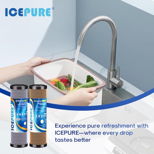 2 Stage 1 Micron 2.5" x 10" Whole House Water Filter Cartridge Kit with Activated Carbon Block Filter and KDF (2 Count)