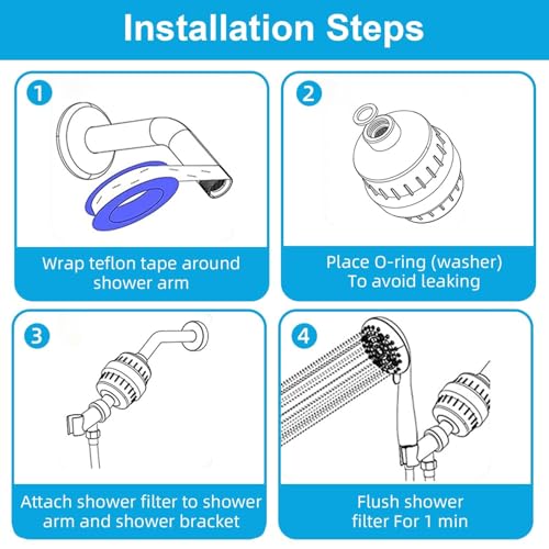 Shower Filter with 6 Cartridge Matte Black (6 Count)