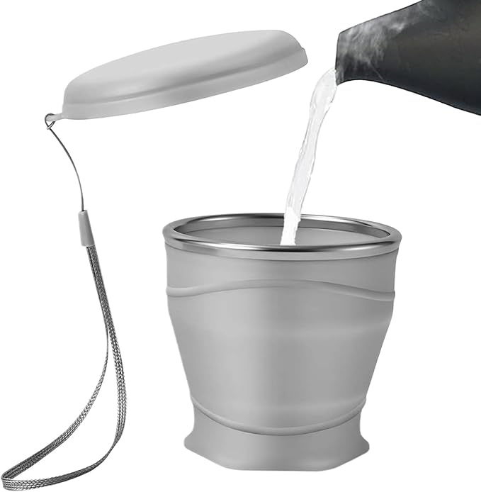 Foldable Travel Cup,Silicone Portable Drinking Cups - Hot Coffee Mug - for Camping Backpacking Outdoors Travel Women Men Kids Family