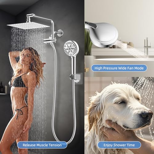 8" Metal Rainfall Shower Head with 10