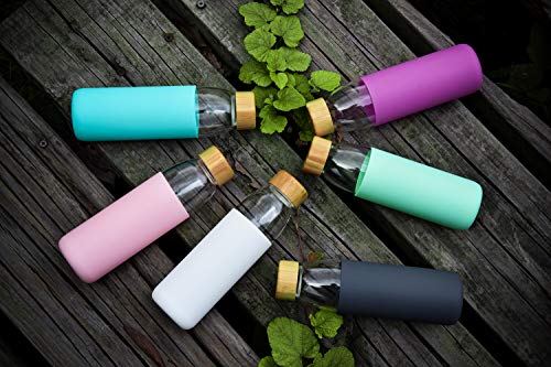 25 Oz Borosilicate Glass Water Bottles with Bamboo Lid