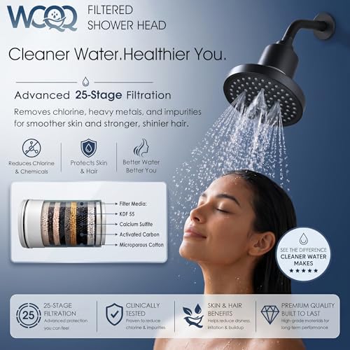 360 Degree Rotated Black Shower Head & Filter COMBO ! Anti