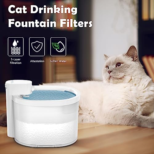 8 Pack Cat Water Fountain Filter & 10 Pack Replacement Filter Sponges Compatible with Uahpet Water Fountain 67oz (8 Count)
