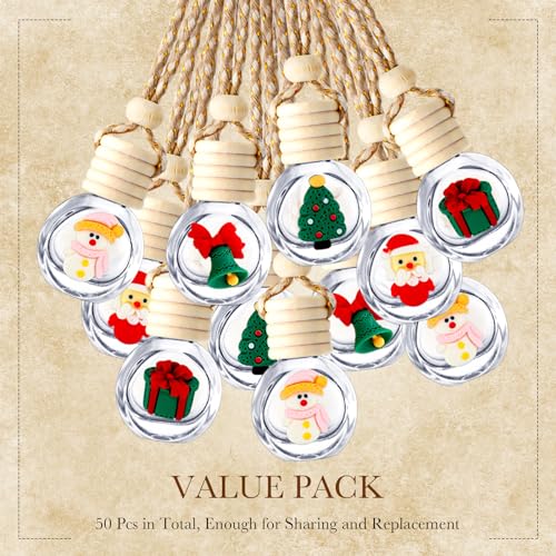 100 Pcs Hanging Car Air Freshener Car Diffuser Bottles Bulk Christmas Empty Glass Perfume Bottle Freshener Clear Diffuser Bottle Pendant for Essential Oil Fragrance Aromatherapy Bottles Ornament (100 Count)