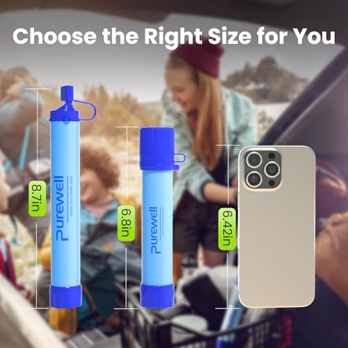 Outdoor Water Filter Personal Water Filtration Straw Emergency Survival Gear Water Purifier for Camping Hiking Climbing Backpacking (6 Count)