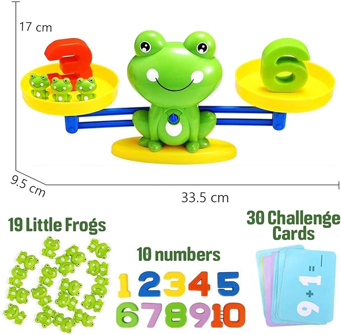 CozyBomB™ Homeschool Kindergarten Frog Scale Cards Balance Board Game - Preschool Math Learning Stem Montessori Toys Educational Gifts for Boy Girl Ages 3 4 5 6 Year Old Birthdays Christmas Holidays