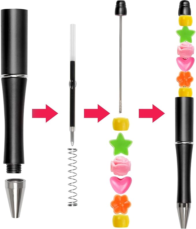 jiebor 30Pcs Beadable Pens Plastic Bead Ballpoint DIY Cute Cool Pens Black Ink for Women Men Bridal Graduation Gift Office Supplies Gradient Colors