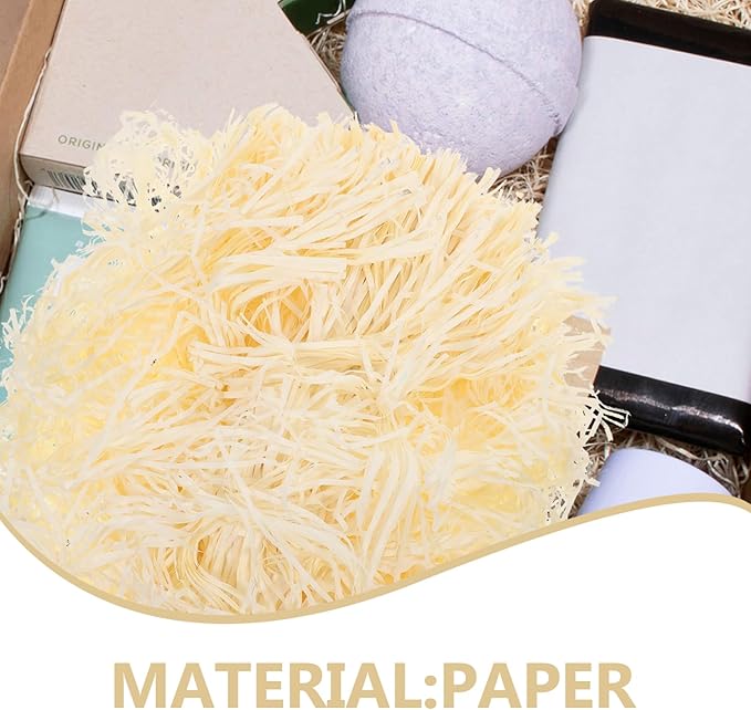 SOIMISS Raffia Grass Shredded Paper Filler 4pcs 100g Natural Ivory Box and Basket Packaging Filling for Wrapping Party Supplies