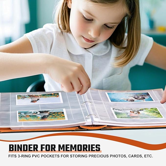 Ovesmusl PU Leather 3 Ring Binder Fits 8.5"x11" Letter Size Paper, 1.5 Inch Round Ring Binder Holds 350 Sheets, Notepad Paper Cover Loose Leaf Organizer, Brown Tree