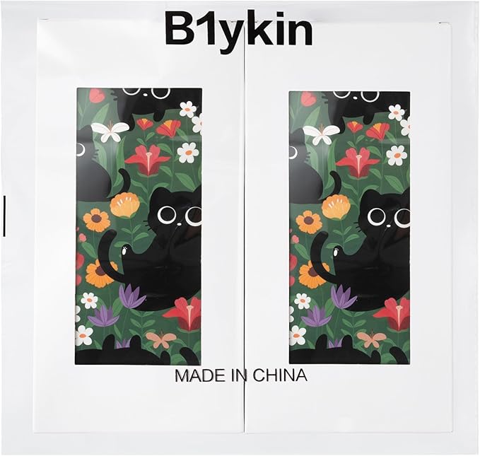B1ykin Cat Floral Sticky Notes Set - Wildflower Lovely Black Shaped Self-Stick Notes Pad, 550 Sheets Writing Memo Pages Sticky Notepad for Teacher Appreciation Gifts, School Office Supplies (3Pcs)