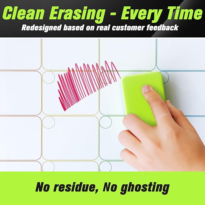 Magnetic Dry Erase Calendar Set for Fridge, Vertical Monthly and Weekly Planner Board with to Do List Notepad, Reusable Refrigerator Organizer with 6 Fine Tip Markers and Eraser