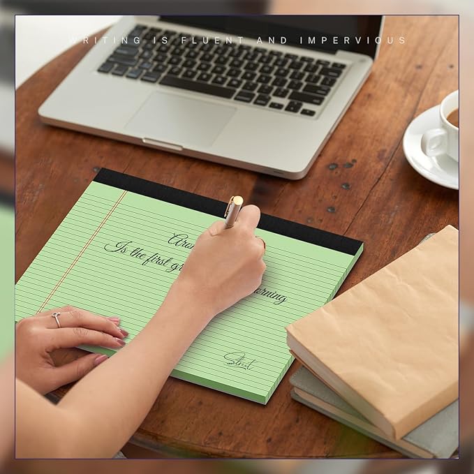 3 Pack Wide Legal Pads 11" x 9.5" (Landscape Format) Pink Blue Green College Ruled Note Pad Narrow Ruled 30 Sheets per Notepad Perforated Writing Paper with Thick Backboard Horizontal Pads of Paper