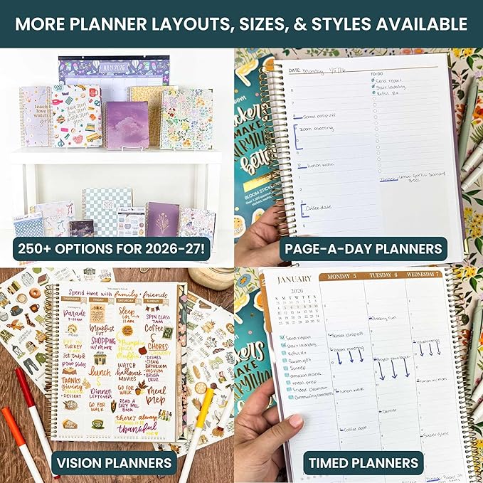 bloom daily planners 2026-2027 Planner (8.5” x 11") 13 Month Academic Organizer (July 2026 - July 2027) - Weekly & Monthly Agenda Book with Stickers & Tabs - Blooming Wildly