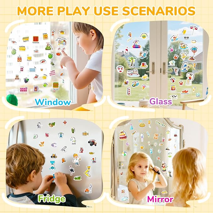 3 Sets of Reusable Jelly Stickers Books - Perfect for 3-6 Year Olds Jelly Stickers Books - Airplane and Car Travel Toys Educational Gifts for Boys and Girls (Robot+Science+Desert