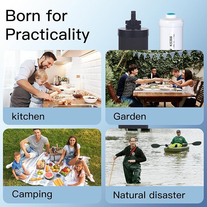 Fluorine Filter, Replacement for Gravity Water Filter System Black & Fluoride NSF/ANSI 375 Certified Water Filter, Replacement for Berkey® BB9-4® Black Filters & PF-4® Fluoride Filters, Pack of 8