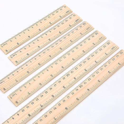Wooden Ruler Rulers Bulk Wood Measuring Ruler for Students Office School Supplies,Wood Ruler for School, Classroom, Home, and Office (Medium Size, 6)