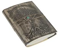 Leather Journal Refillable Lined Paper Tree of Life Handmade writing Notebook Diary leather Bound Daily Notepad for women and men Writing pad for Artist Sketch (6 x 8, Smokey)
