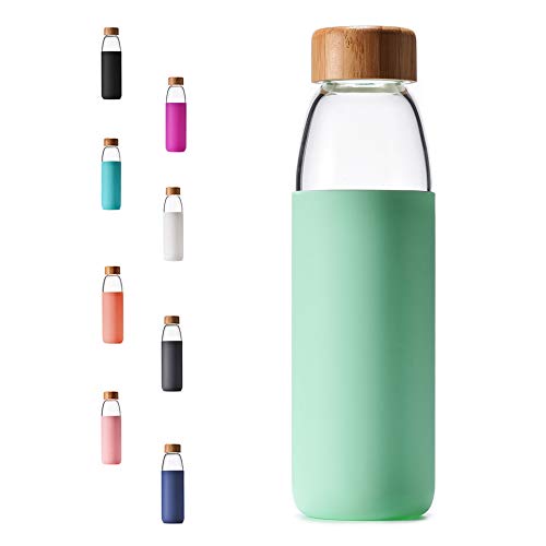 25 Oz Borosilicate Glass Water Bottles with Bamboo Lid