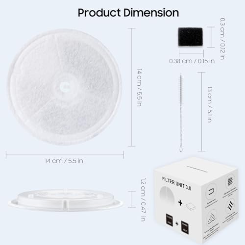 12 PCS Upgraded Filter Unit 3.0 Pet Cat Water Fountain Filters Fit For Solo 2 (12 Count)