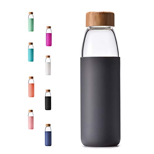 25 Oz Borosilicate Glass Water Bottles with Bamboo Lid