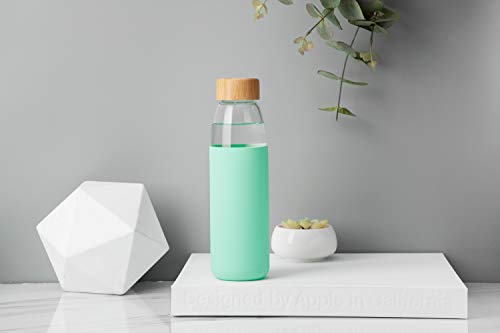 25 Oz Borosilicate Glass Water Bottles with Bamboo Lid