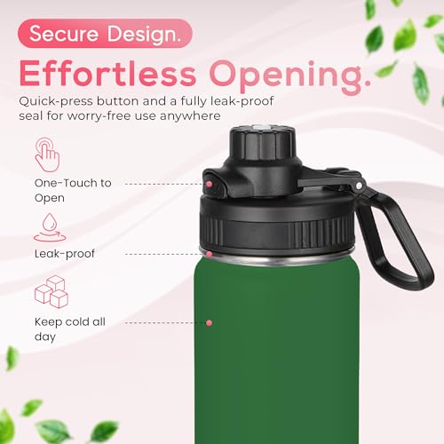 Y TOP 24 oz Insulated Water Bottle Leak Proof Spout Lid Fits in Car Cup Holder