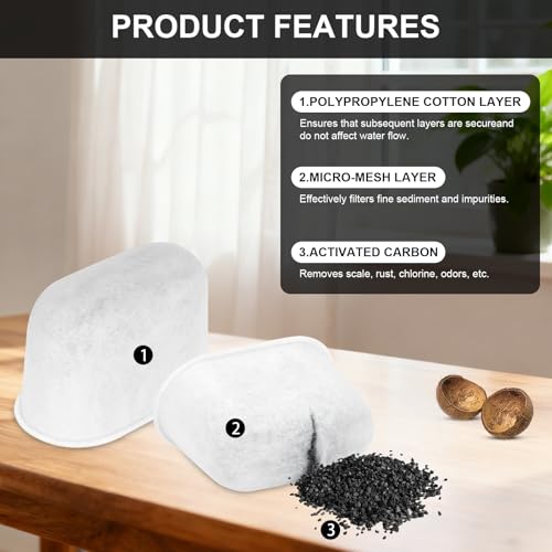 Activated Carbon Coffee Water Filter Inserts Replacement for Ninja Luxe Cafe ES601