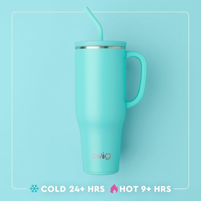 Swig Life 40oz Mega Mug, 40oz Tumbler with Handle and Straw, Extra Large Insulated Tumblers, Cup Holder Friendly Travel Mug (Secret Garden)