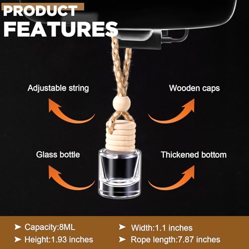 600 Pieces Hanging Car Diffuser Air Freshener Bottle Bulk Empty Glass Refillable Perfume Bottles Oil Diffuser Aromatherapy Pendant for Auto Interior Ornaments Decor (600 Count)