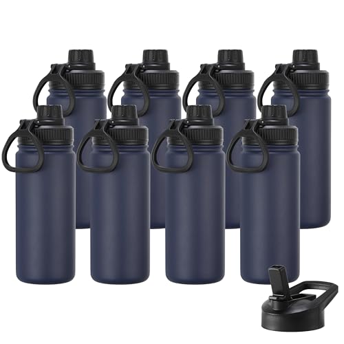 16 oz Kids Water Bottle for School Stainless Steel Double Wall Vacuum Insulated Water Bottle with Straw lids & Spout Lid (8 Count)