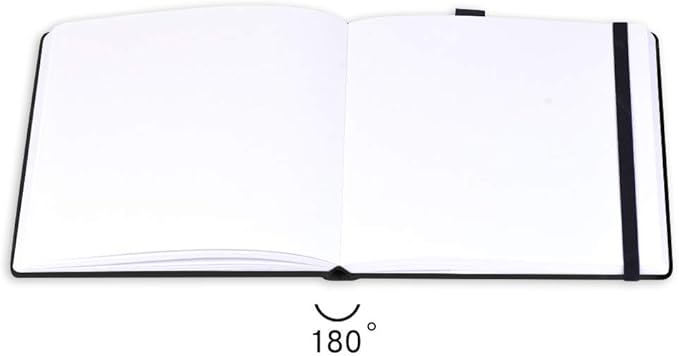 Mifuner Square 8.2x 8.2 165gsm Colored pencil paint Journal Hardbound 128pgs（64 Sheets Front Back Cold Pressed） Travel for Colored Pencil Sketch Doodles Handmade Cloth Cover Notebook White Flower