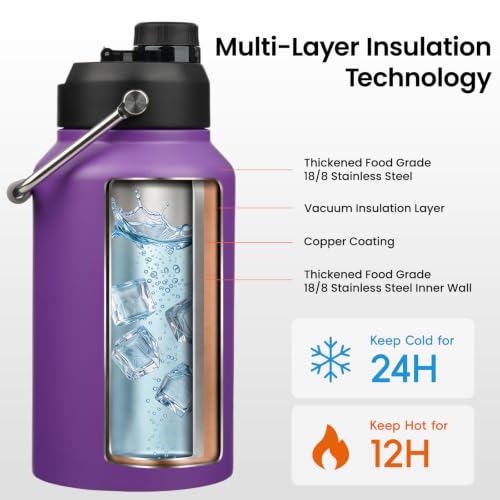 87 oz Insulated Stainless Steel Water Bottle Jug with Handle