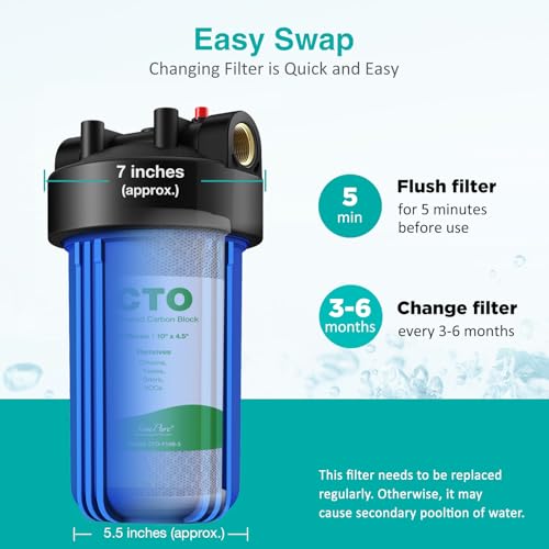 5 Micron 10" x 4.5" CTO Carbon Whole House Water Filter Cartridge (3 Count)