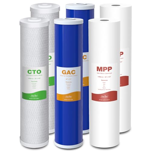 3 Stage 20" x 4.5" Whole House Water Filter Replacement (6 Count)
