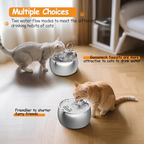 2.5L 84oz Gooseneck Kitty Spout Cat Water Fountain Stainless Steel