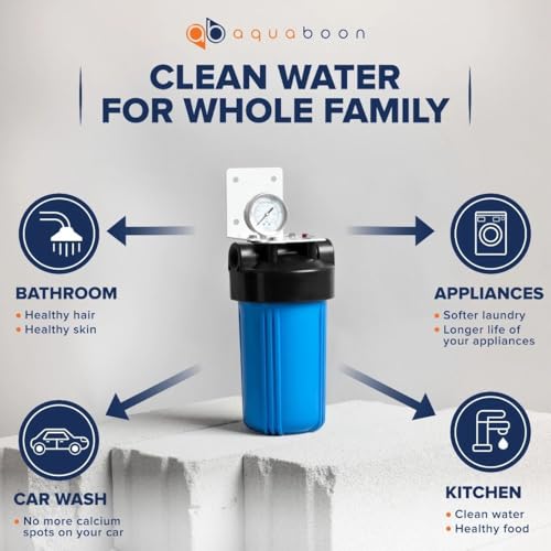 Whole House Water Filter System for Well Water with 5 Micron 10x4.5 Ganular Activated Carbon