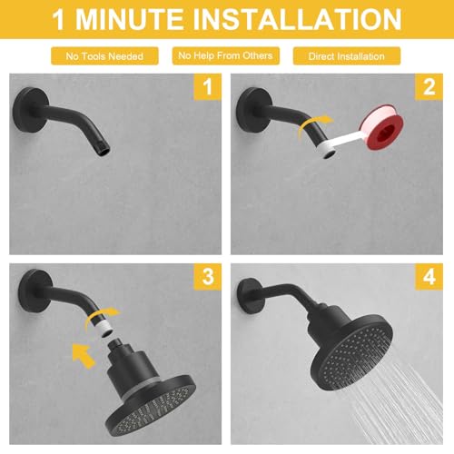 High Output Shower Filter Filtered Shower Head Shower Water Softener with Hard Water Improves The Condition of Your Skin & Hair Round Matte Black
