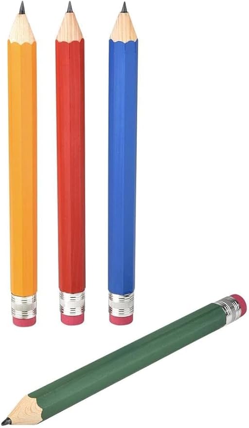 Zugar Land Giant Pencil 15" (4 Colors Available: Orange, Yellow, Blue and Green) Real Wood. Already Sharpened. Large Wooden Jumbo Pencils with Pink Top Erasers (12 Pack (4 Colors))