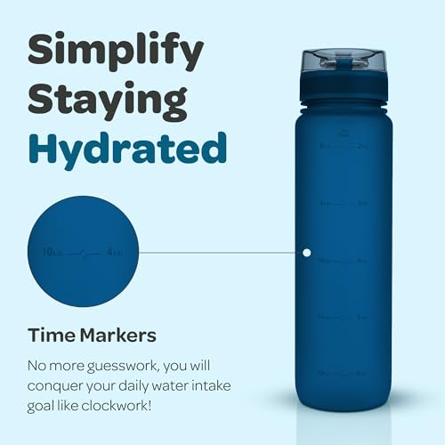 Motivational Water Bottle with Time Marker & Fruit Infuser 17 oz