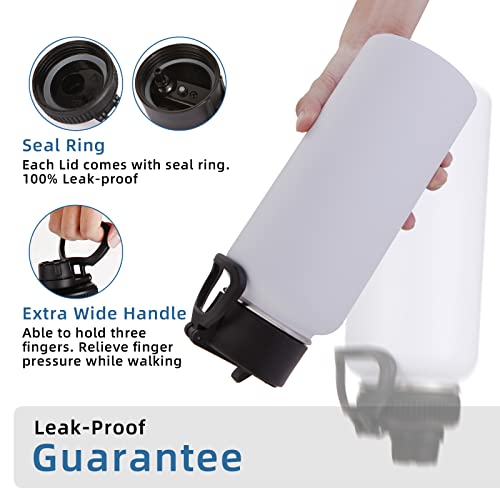 32oz Insulated Water Bottles Bulk 8 Pack with Straw Lid & Spout Lid (8 Count)