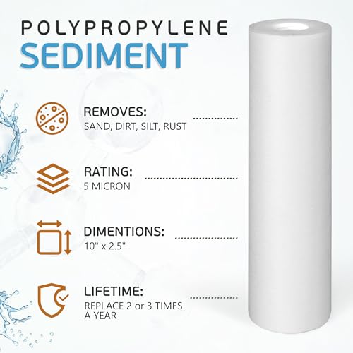 5 Micron Sediment Water Filter Cartridge 10"x2.5" (6 Count)
