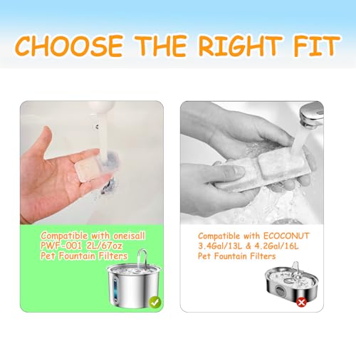 18 Set Cat Fountain Replacement Filters Compatible with oneisall PWF (36 Count)