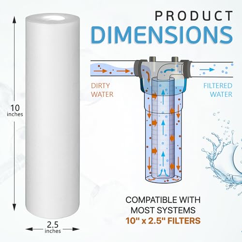 10 Micron Sediment Water Filter Cartridge 10"x2.5" (6 Count)