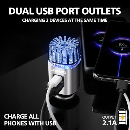 Car Air Purifier Ionizer with Dual USB Charger Remove Smoke